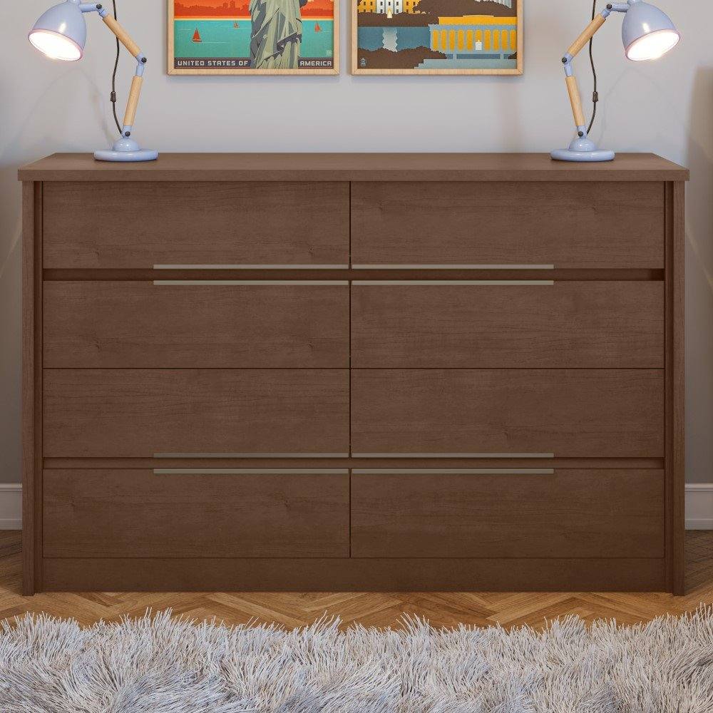 Cômoda em MDF 08 Gavetas Urban Imbuia Clean Lopas